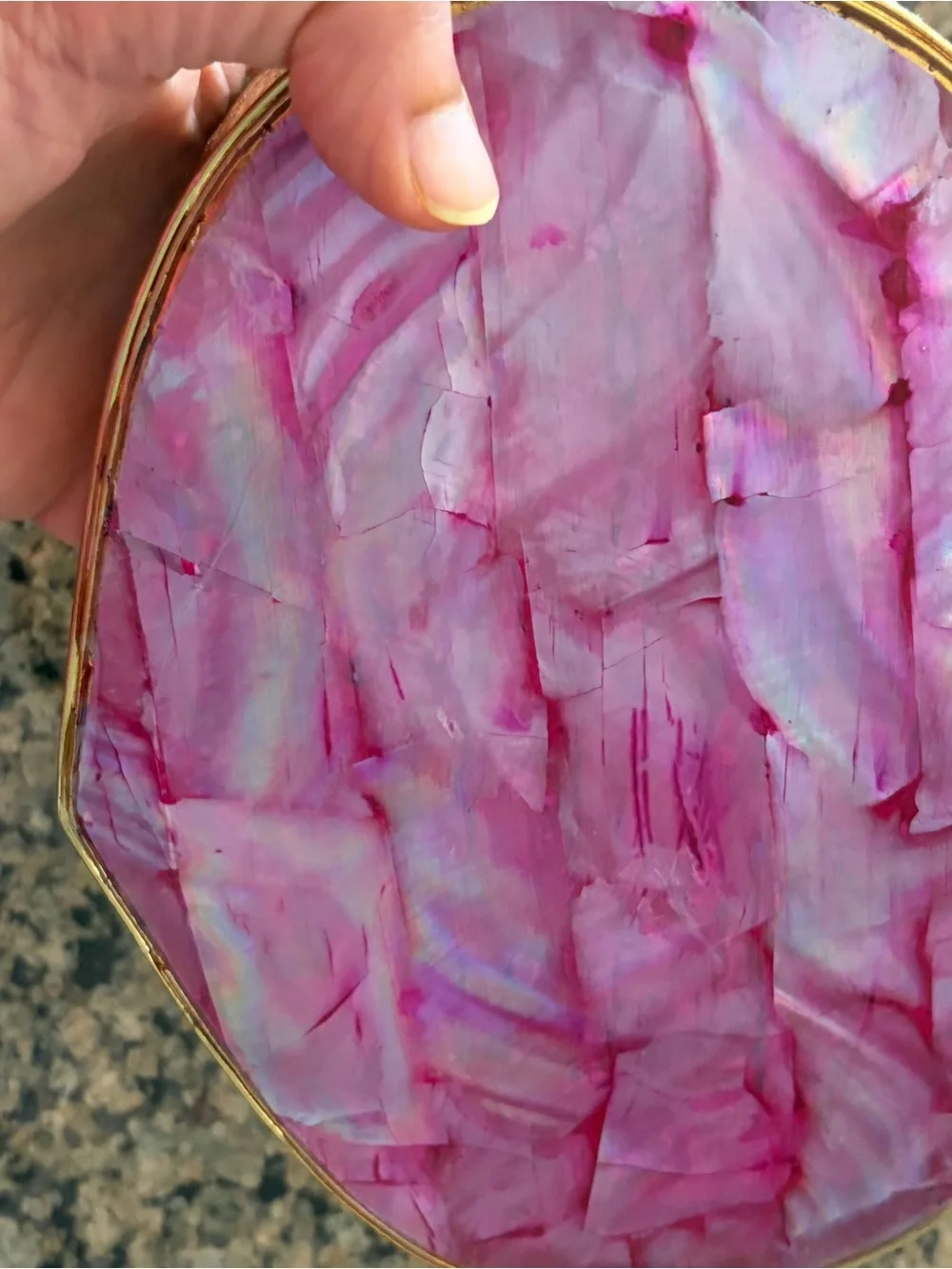 Pink Iridescent Heart Clutch